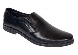 Pantofi barbati casual negri din piele naturala fara inchidere Ezel Elastic